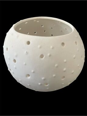 White Ceramic Perforated Constellation Candle Holder